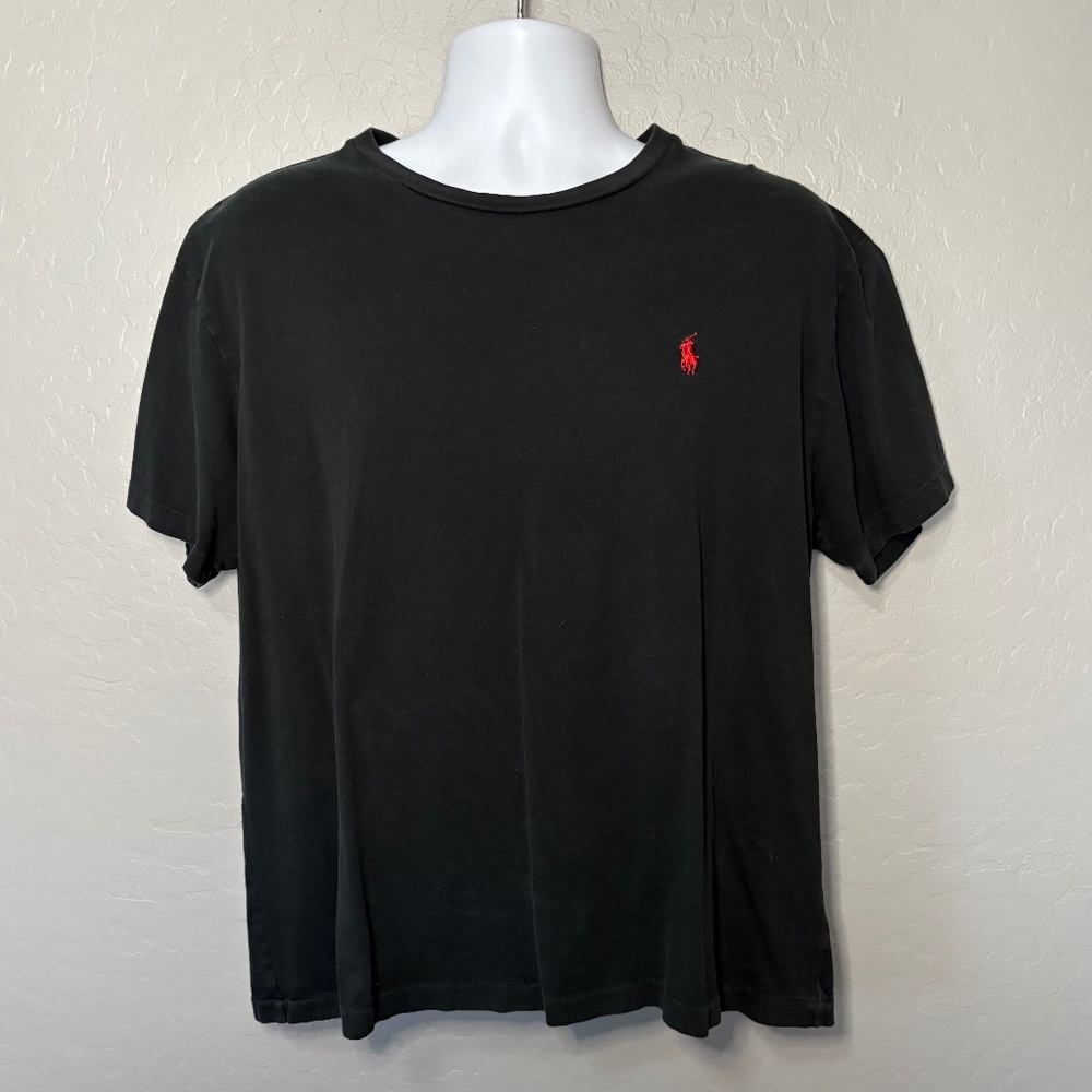 Polo Cotton T-Shirt Black Red Pony Size Large